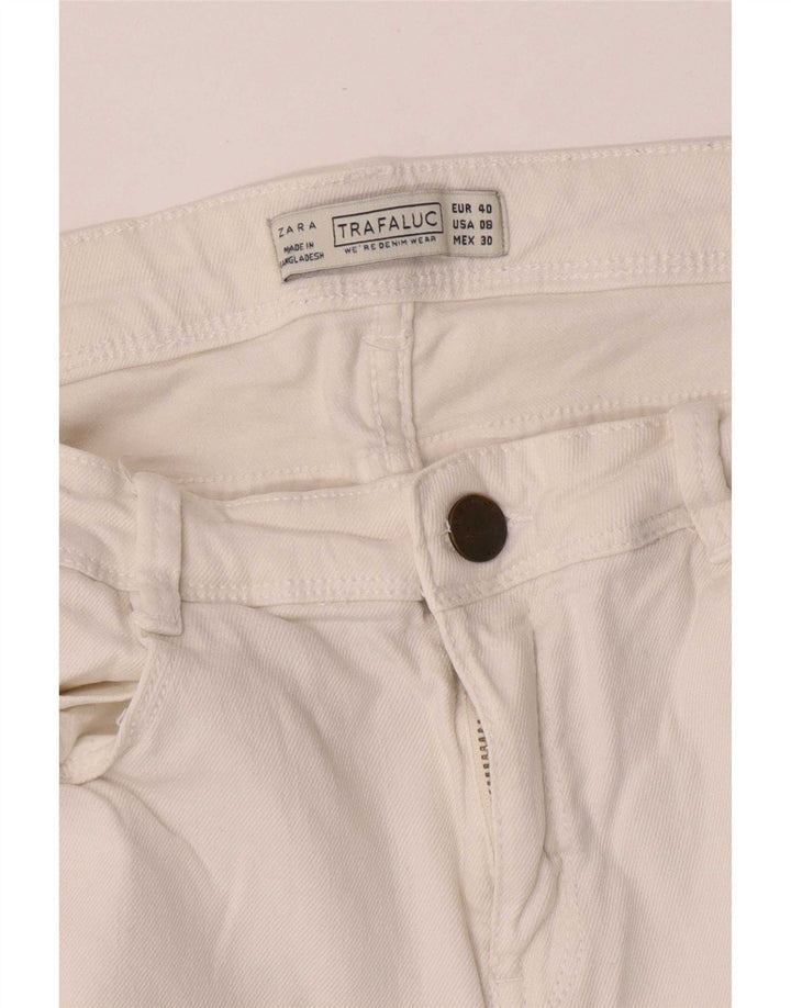 Blugi Cropped Trafaluc pentru Damă Zara EU 40 Medium L30 L23 Alb