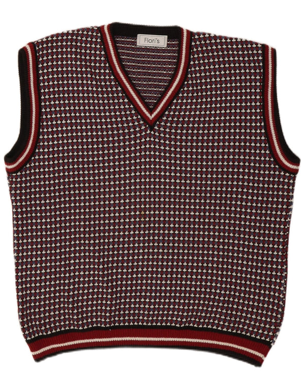 Vintage Mens Vest Tank Top XL Multicolor Geometric Bumbac