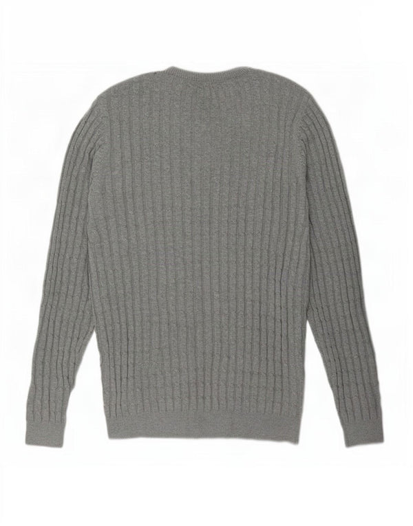 Pulover Jack Wills pentru bărbați cu gât roșu, bumbac mare, gri