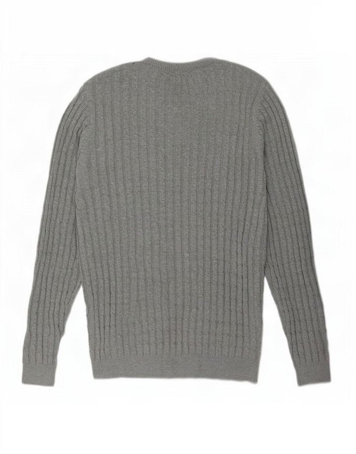 Pulover Jack Wills pentru bărbați cu gât roșu, bumbac mare, gri