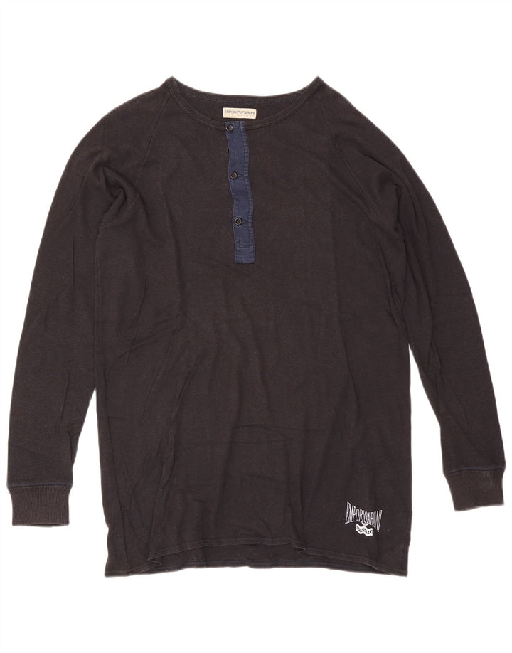 Armani Exchange Top grafic pentru bărbați cu mânecă lungă, mare, gri bumbac