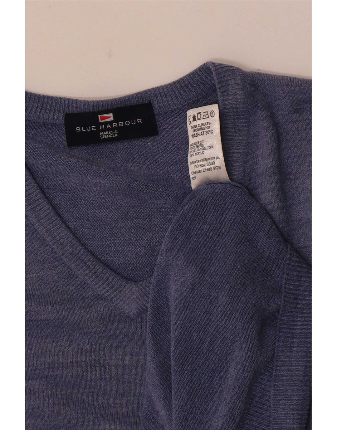 Pulover Marks & Spencer pentru bărbați, Blue Harbour, cu decolteu în V, albastru mediu pete