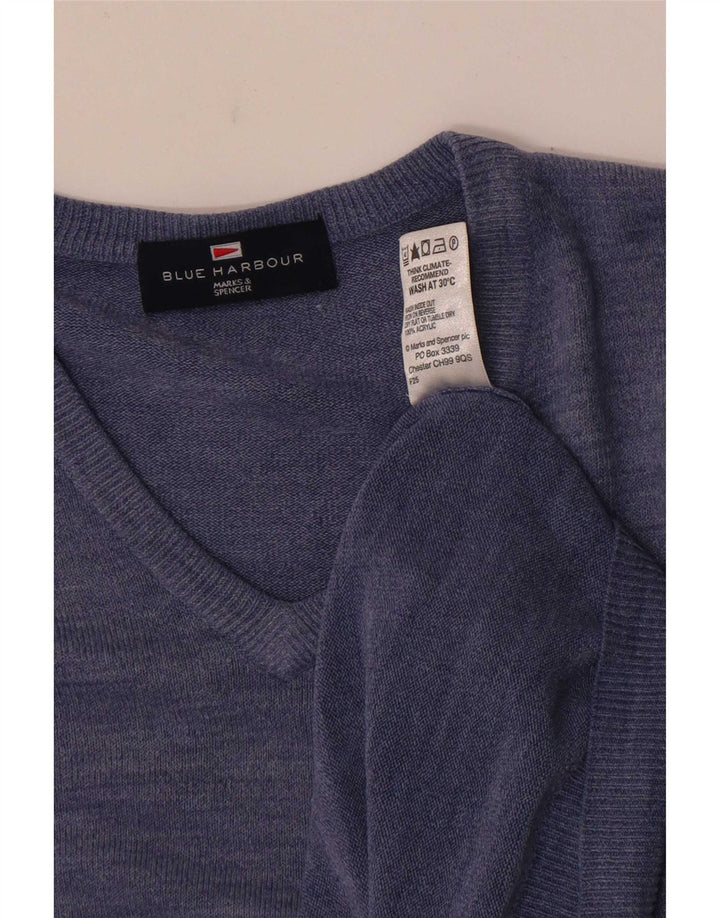 Pulover Marks & Spencer pentru bărbați, Blue Harbour, cu decolteu în V, albastru mediu pete