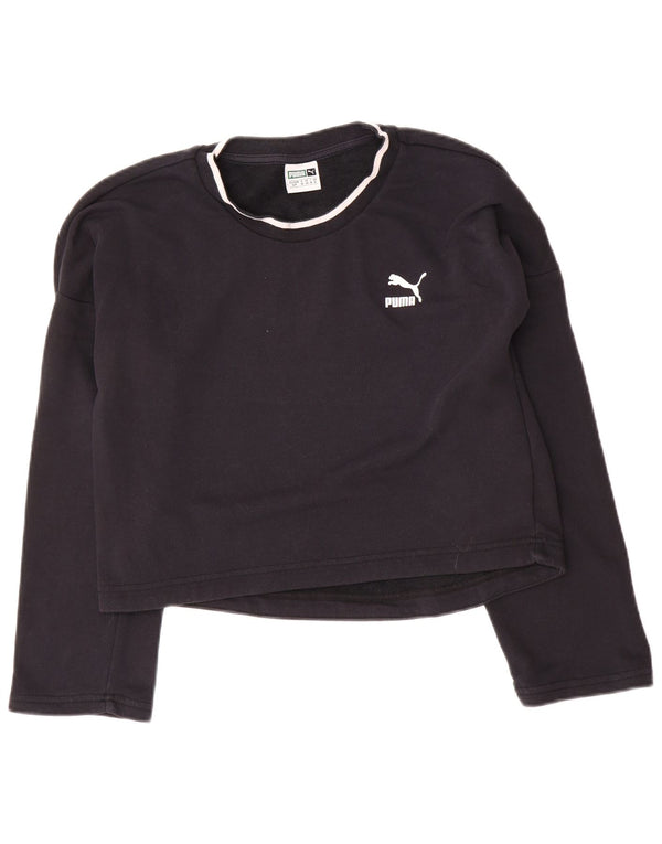 Pulover de hanorac oversized Crop Graphic pentru femei Puma UK 10 Small Black
