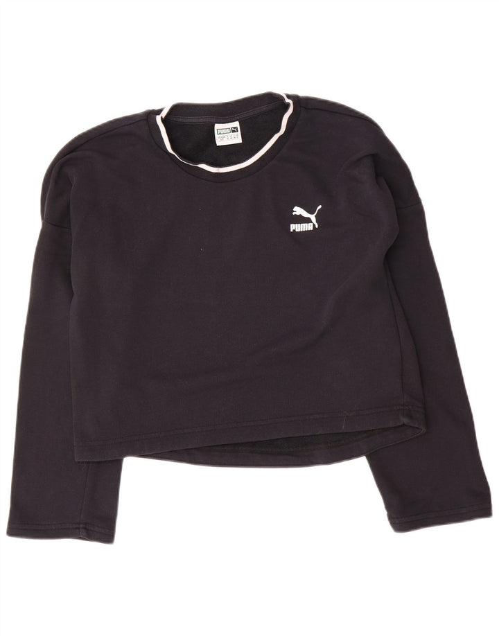 Pulover de hanorac oversized Crop Graphic pentru femei Puma UK 10 Small Black