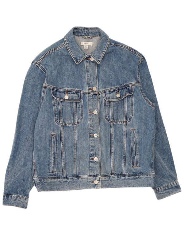 Topshop Womens Oversized Denim Jacket UK 10 Small Blue Cotton