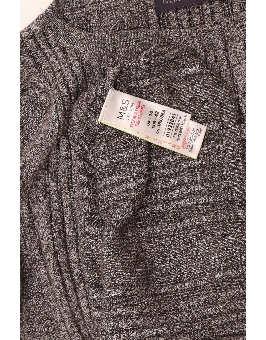 Marks & Spencer Top pentru femei cu mânecă lungă UK 14 Medium Grey Striped Viscose