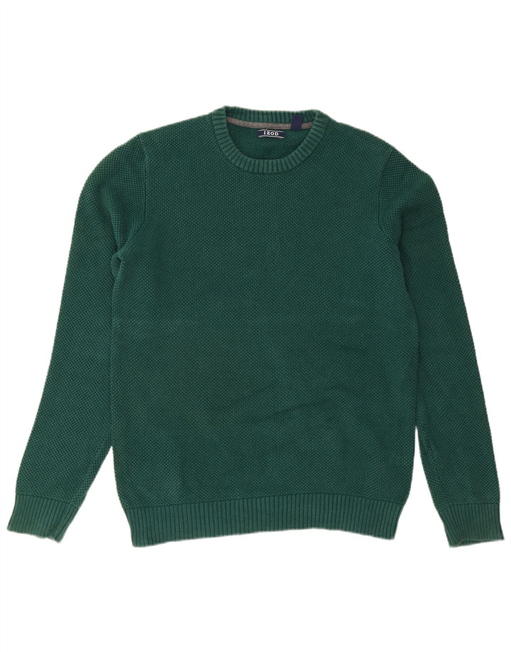 Pulover Izod pentru bărbați, cu gât crew, bumbac verde mediu