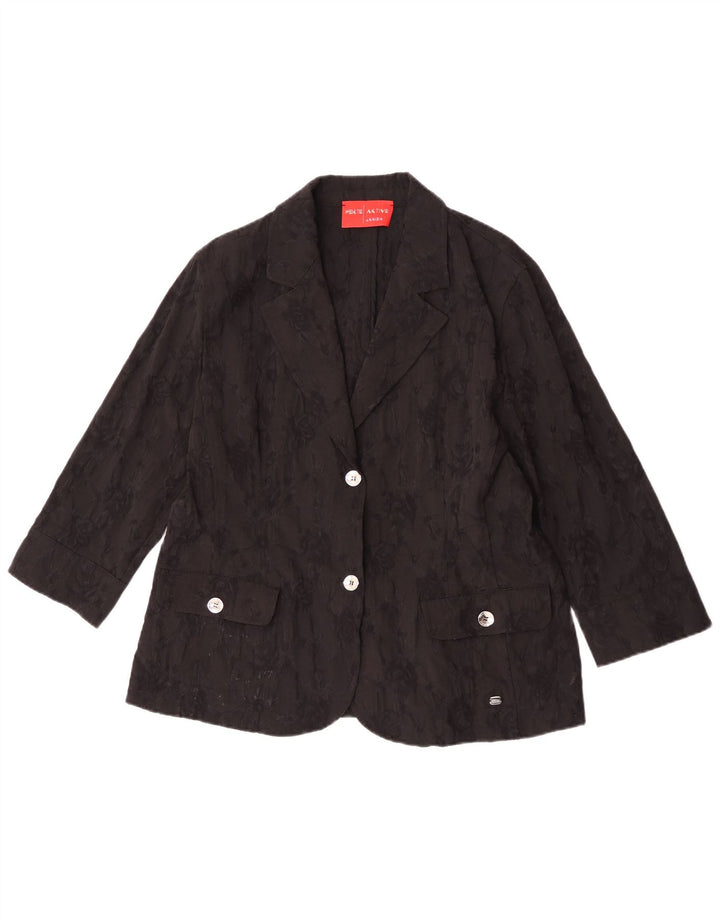 Sacou blazer pentru femei Perte by Krizia, cu 2 nasturi, Mărimea 25, mare, neagră, florală