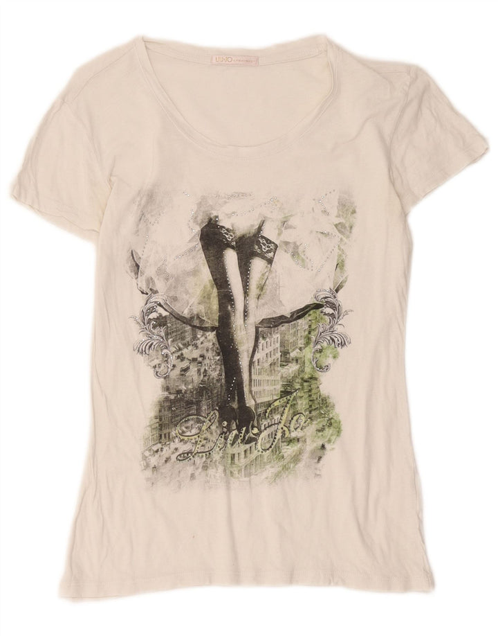 Tricou grafic Liu Jo pentru femei Top UK 12 Medium White