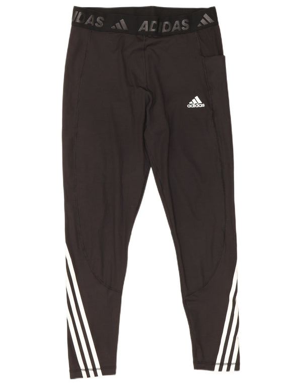 Leggings cu grafică Adidas pentru femei Tech Fit Marea Britanie 16/18, cu dungi mari, negre