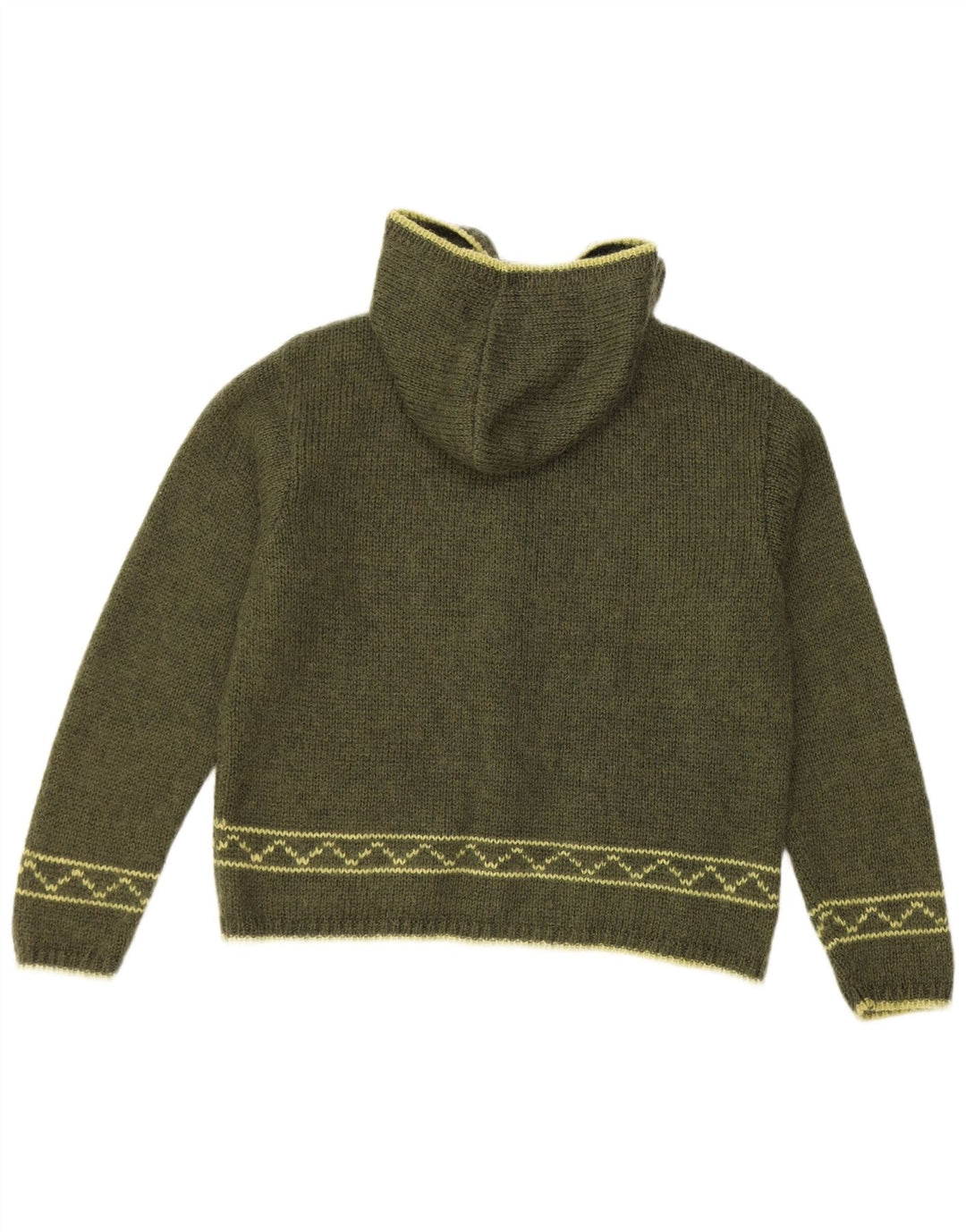 ROYAL ROBBINS Pulover cardigan cu glugă pentru femei UK 16 Large Green Fair Isle