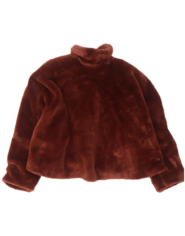 Jachetă Bomber Vintage pentru femei din blană artificială UK 18 XL maro