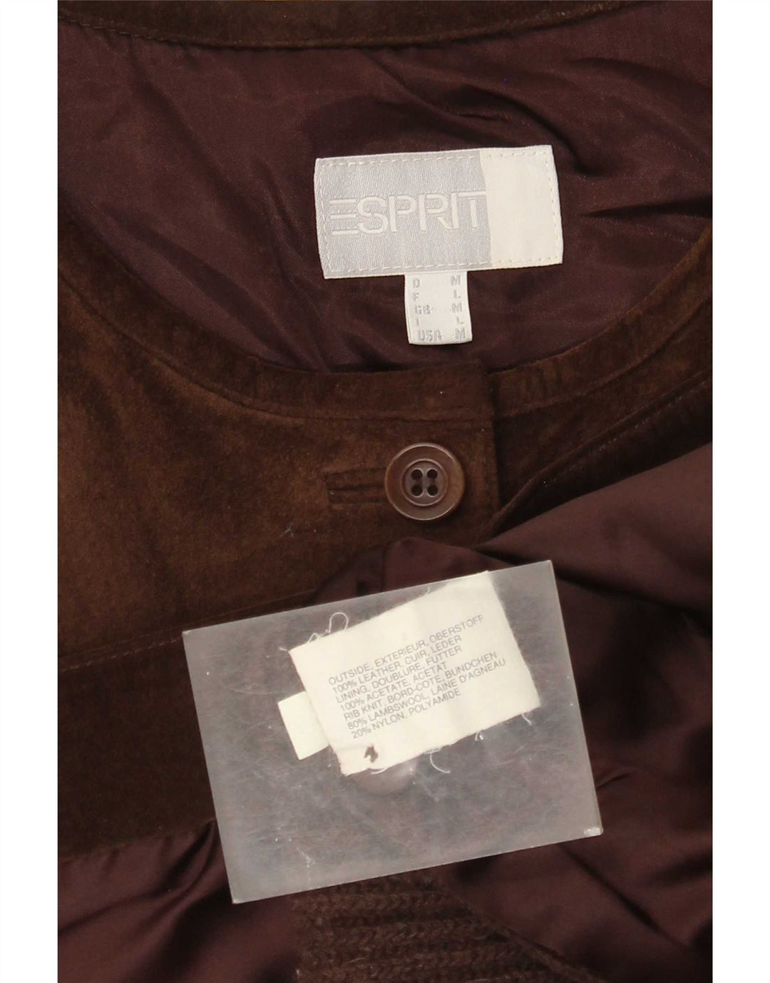 Esprit Gilet de piele intoarsa pentru femei UK 14 Medium Brown Leather