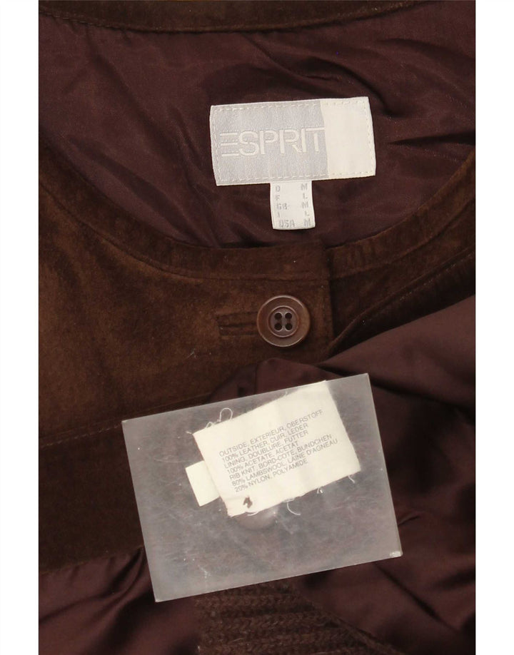 Esprit Gilet de piele intoarsa pentru femei UK 14 Medium Brown Leather