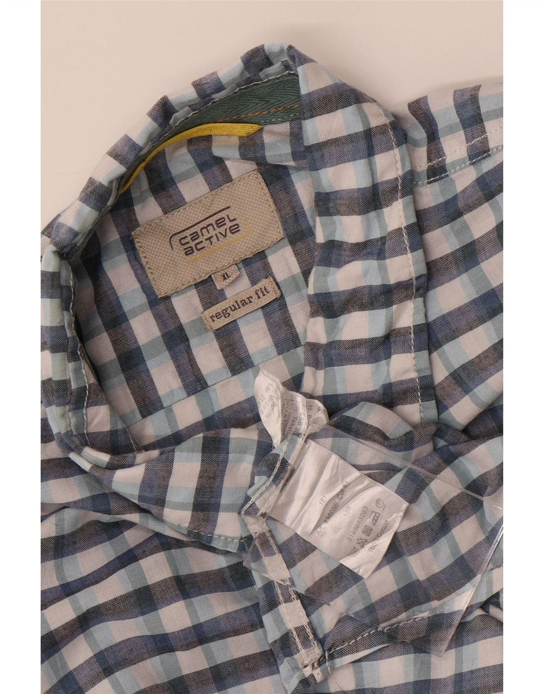 Cămașă pentru bărbați Camel Active, cu mânecă scurtă, cu ajustare normală, XL, bumbac cu carouri albastre