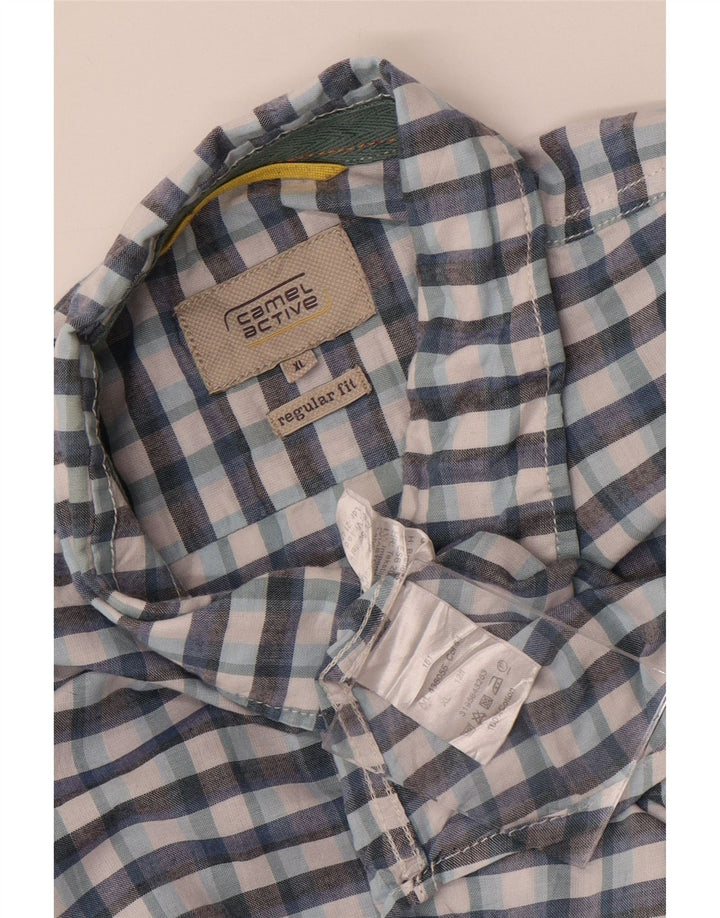 Cămașă pentru bărbați Camel Active, cu mânecă scurtă, cu ajustare normală, XL, bumbac cu carouri albastre