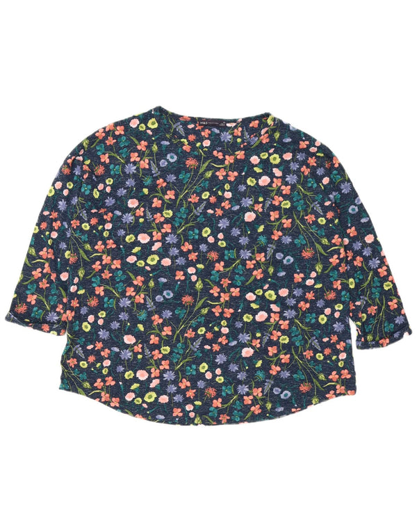 Marks & Spencer Top pentru femei cu mâneci 3/4 Marea Britanie 22 3XL Bleumarin Floral Poliester