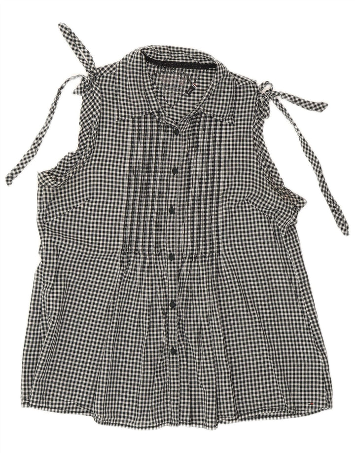 Bluză cămașă fără mâneci pentru femei TOMMY HILFIGER UK 14 Medium Black Gingham