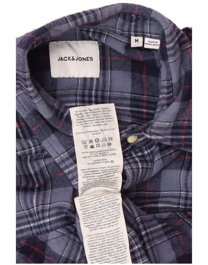 Cămașă de flanel Jack & Jones pentru bărbați, bumbac cu carouri, albastru bleumarin mediu