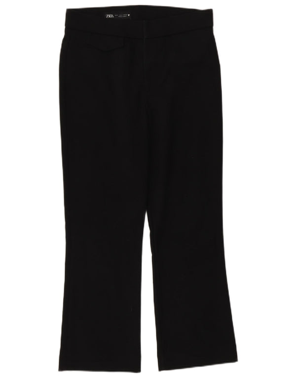 Pantaloni de costum Bootcut pentru femei Zara UK 10 Bumbac negru mic