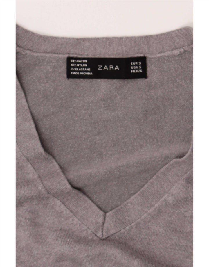Pulover cu decolteu în V Zara pentru femei UK 10 mic gri