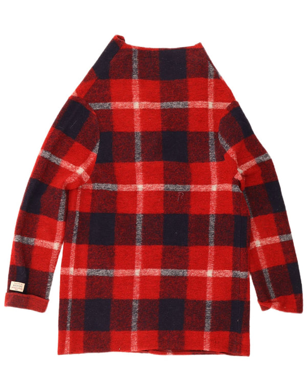 Pulover cardigan pentru femei Woolrich UK 10 Lână carouri roșie mici