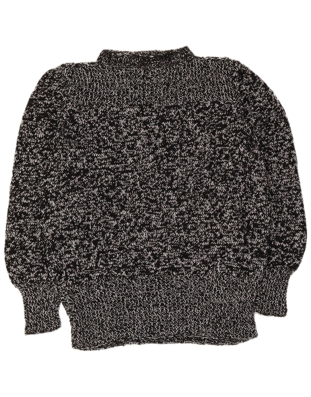 Pulover vintage cu gât țestoasă pentru femei UK 14 Medium Black Flecked