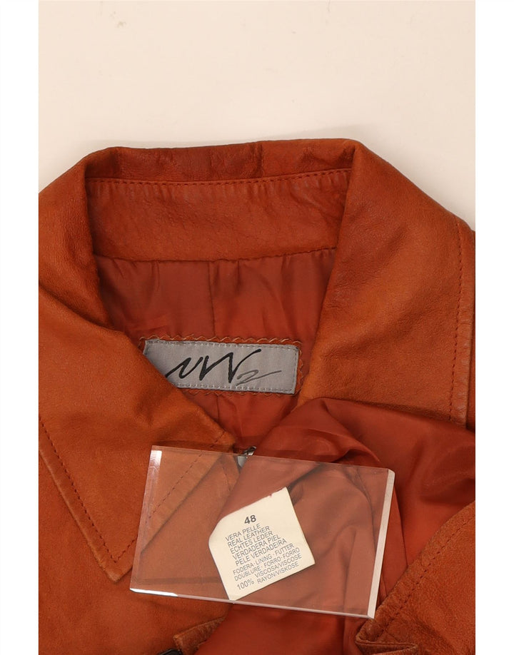 VINTAGE Womens Crop Leather Jacket IT 48 XL Brown Leather Vintage Vintage and Second-Hand Vintage from Messina Hembry 