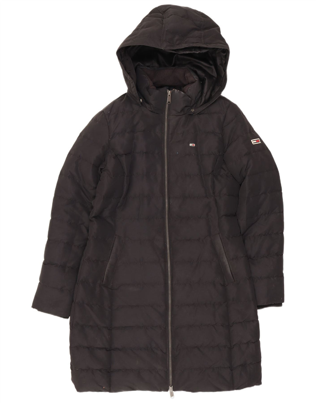 Palton căptușit cu glugă pentru femei Tommy Hilfiger UK 14 Poliester mediu negru