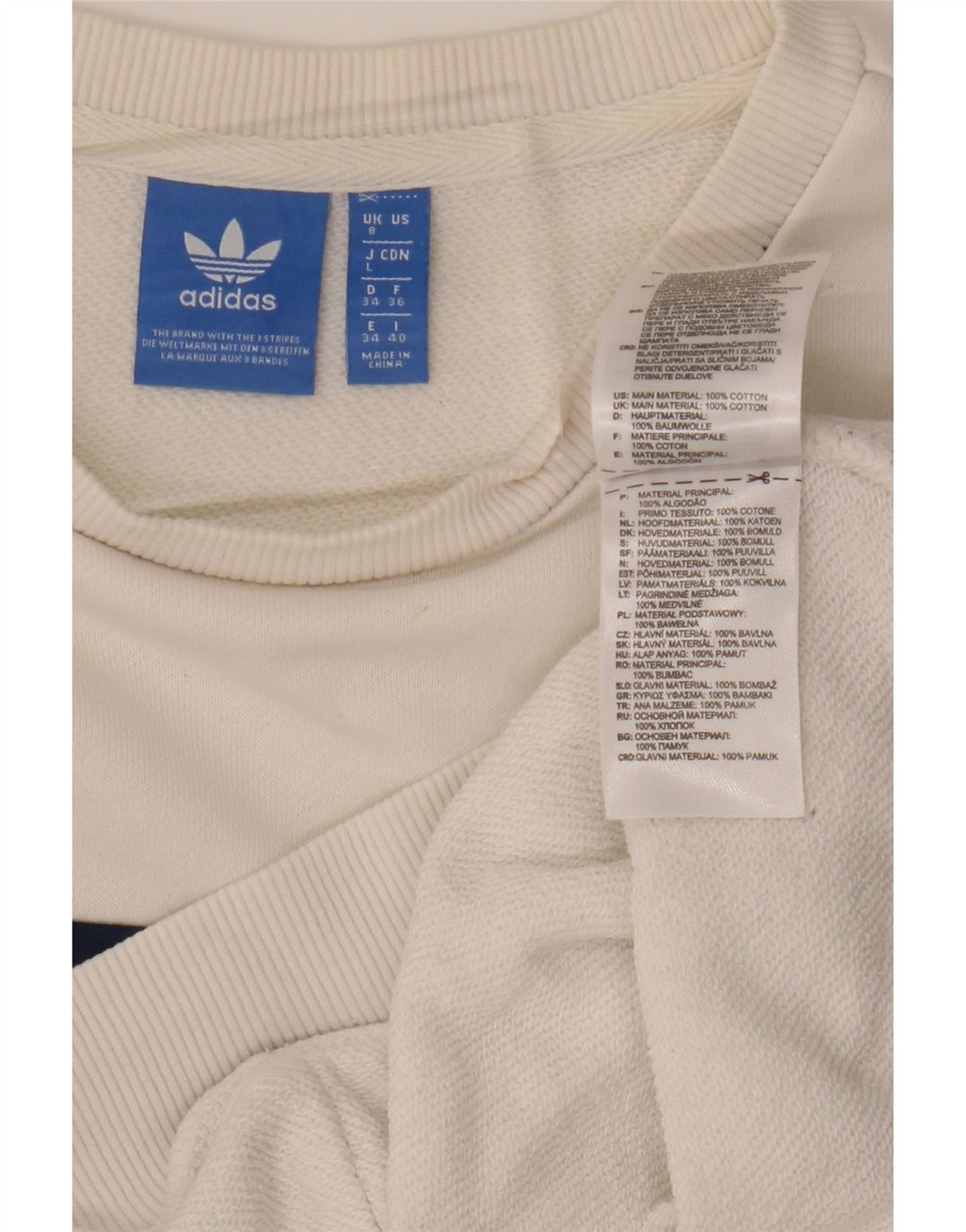 ADIDAS Womens Oversized Sweatshirt Jumper UK 8 Small  White Colourblock Vintage Adidas and Second-Hand Adidas from Messina Hembry 