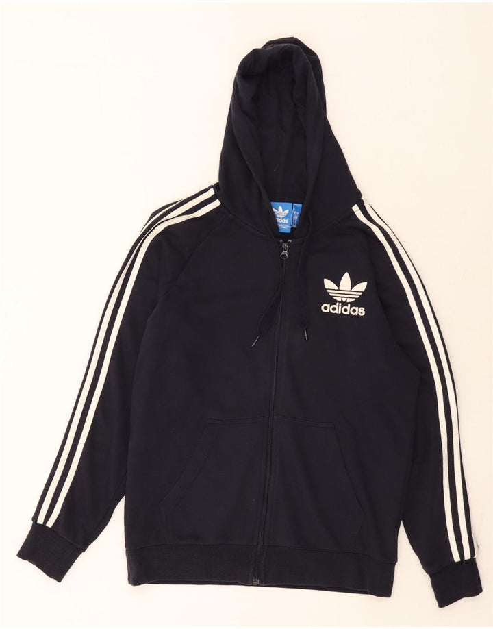 Pulover Adidas pentru bărbați, cu fermoar, bumbac, albastru, mediu