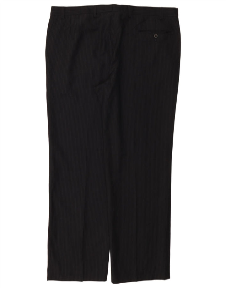 Marks & Spencer Pantaloni de costum drept bărbați L40 L31 bleumarin cu dungi