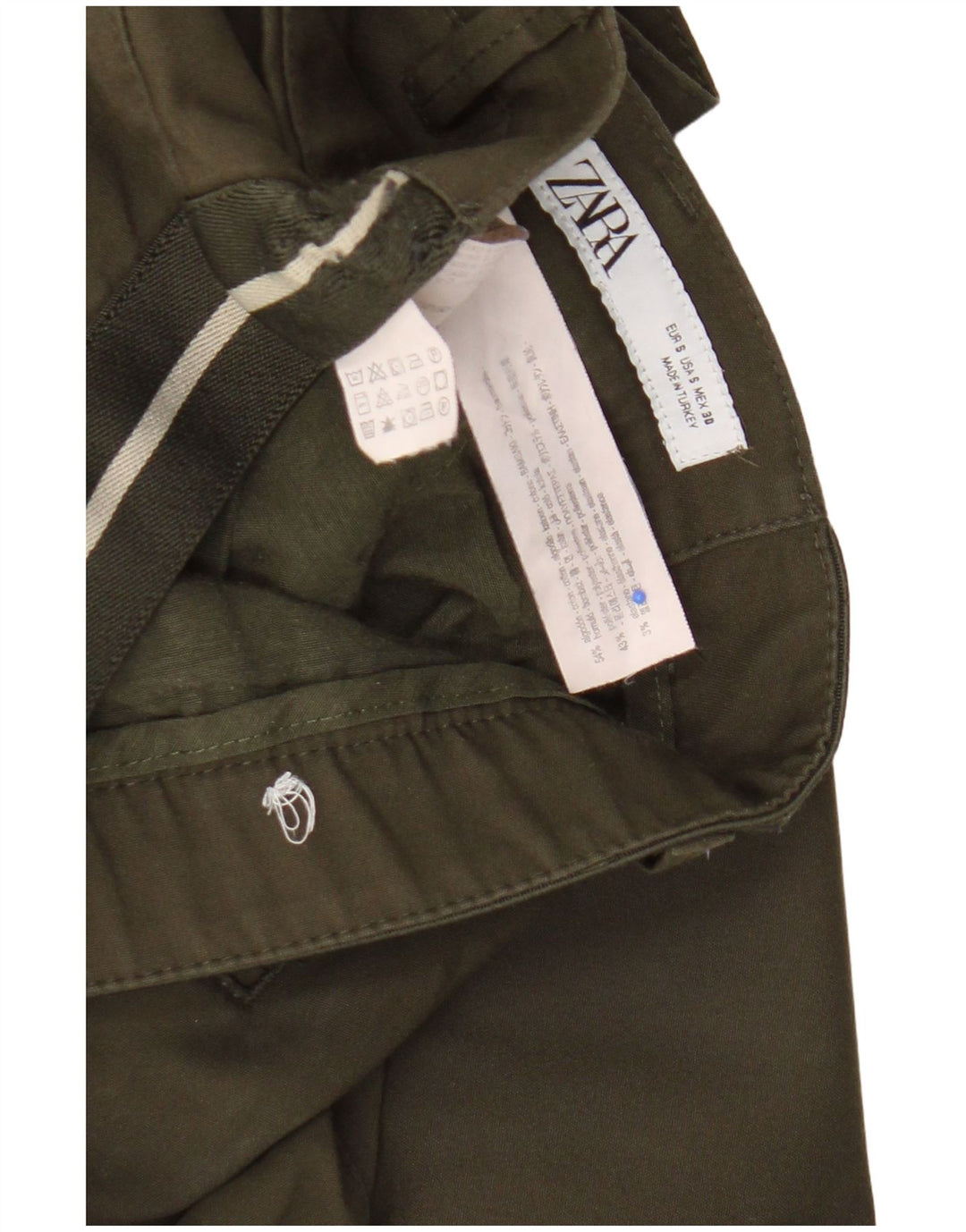 Pantaloni chino slim pentru bărbați Zara Mici L30 L28 Kaki Bumbac