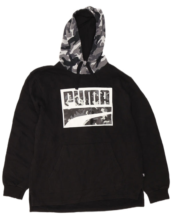 Pulover pentru bărbați Puma Graphic Hoodie Jumper mediu negru colorblock bumbac
