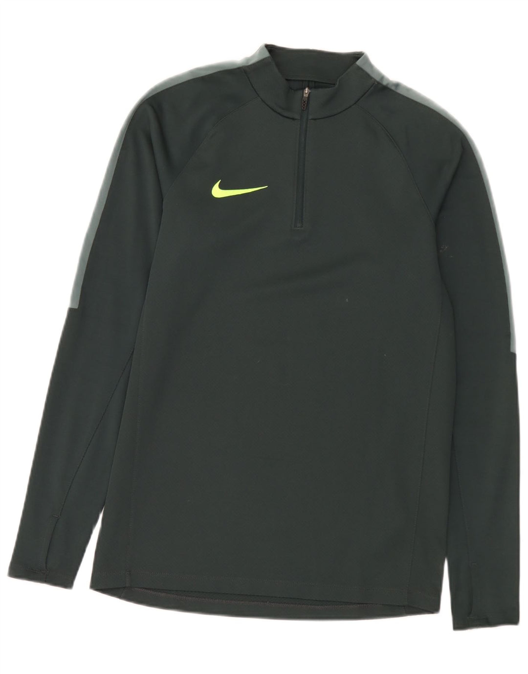 Top cu mânecă lungă Nike pentru bărbați, cu fermoar, verde, poliester