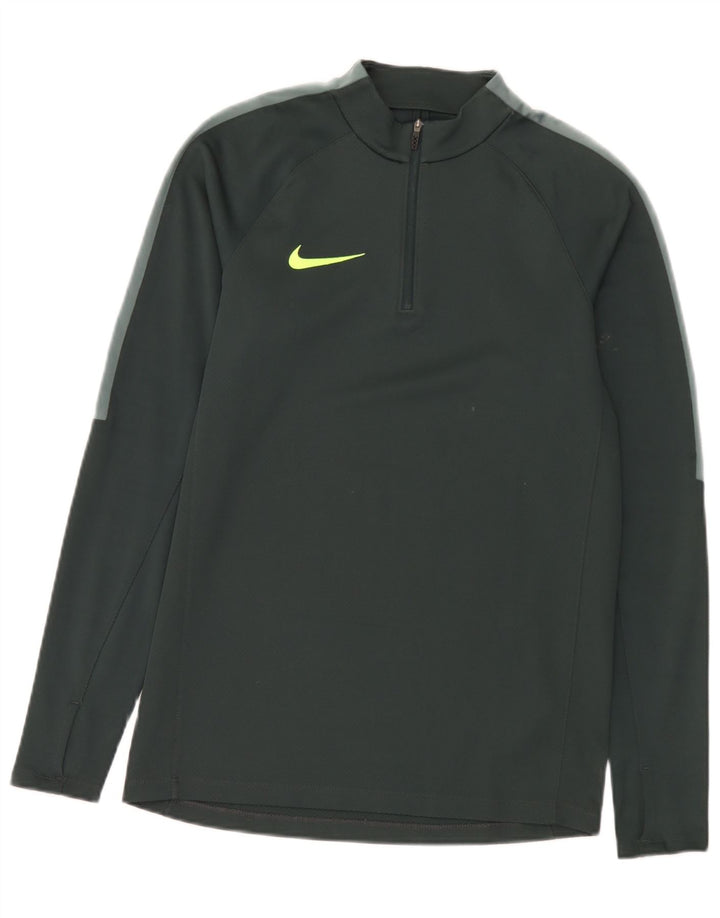 Top cu mânecă lungă Nike pentru bărbați, cu fermoar, verde, poliester