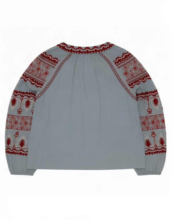 Bluză supradimensionată pentru femei Zara UK 6 XS Blue Fair Isle Lyocell