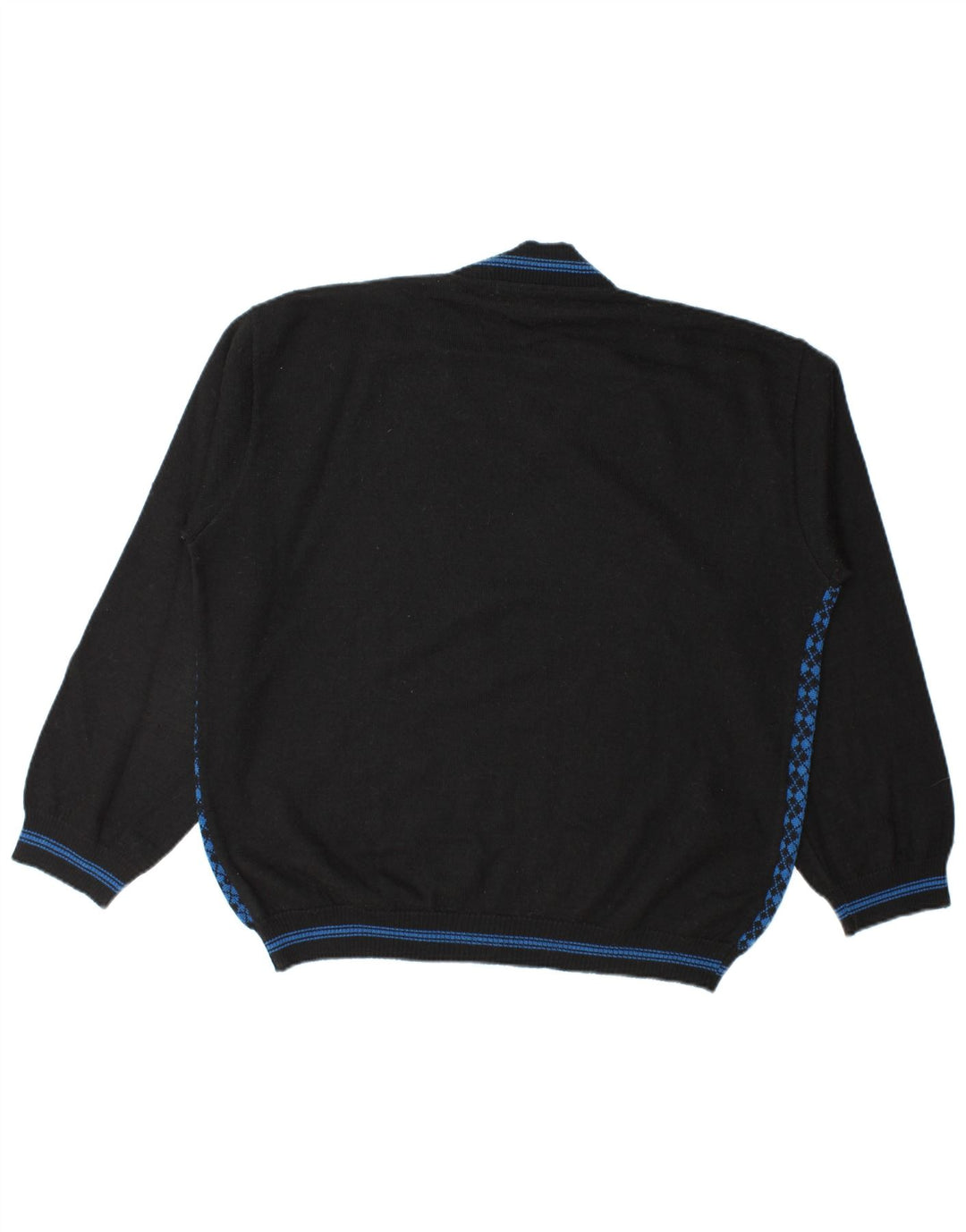 Pulover pentru bărbați Islanda cu decolteu în V, XL, albastru, lână Argyle/Diamond