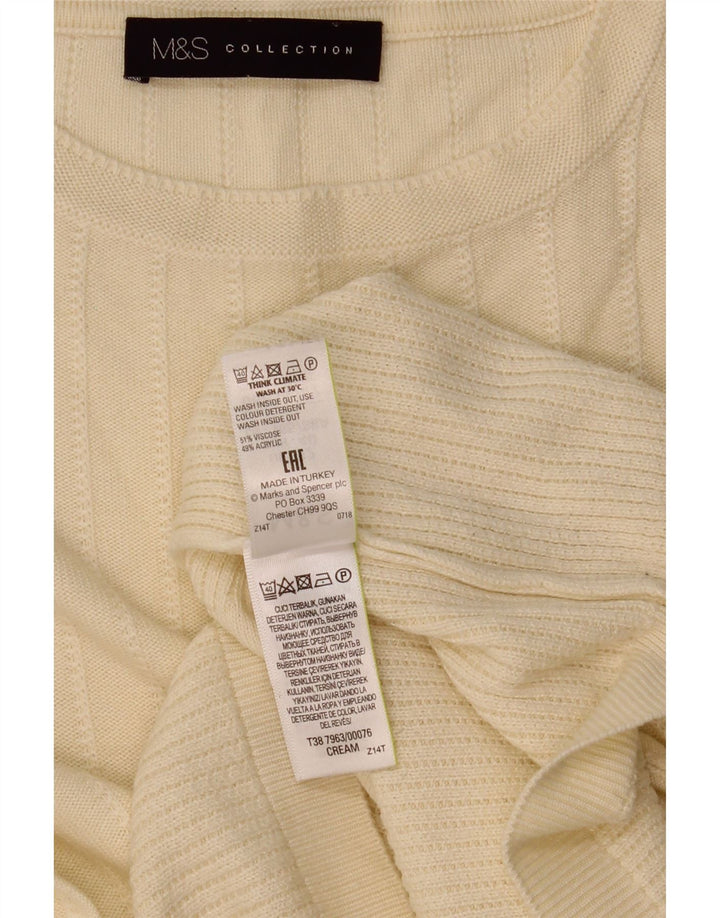 Pulover pentru femei Marks & Spencer cu decolteu triplu UK 12 Medium Bej Viscoza