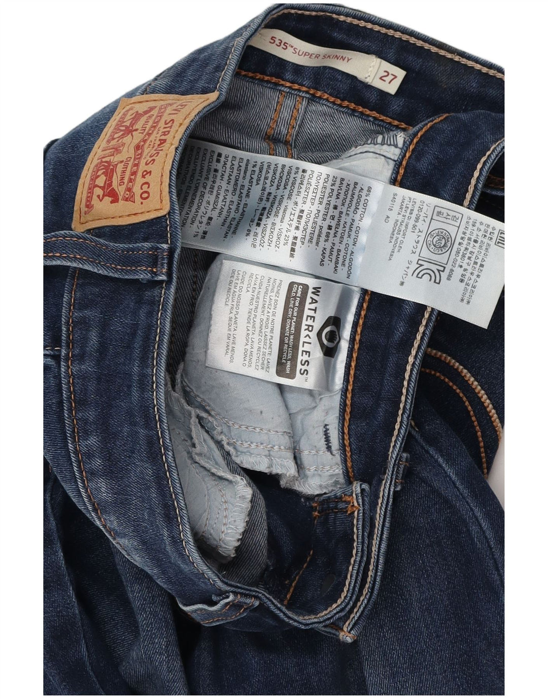 Blugi Levi's pentru femei 535 Super Skinny W27 L31 Bumbac bleumarin