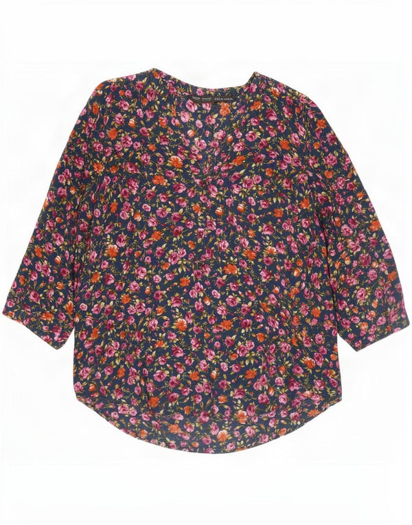 Bluză pentru femei Zara cu mâneci 3/4 UK 16, mare, multicoloră, florală