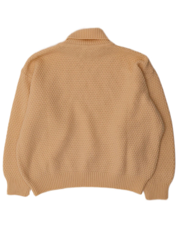 Pulover vintage pentru femei, crop supradimensionat, cu gât rulat, IT 50 XL, alb