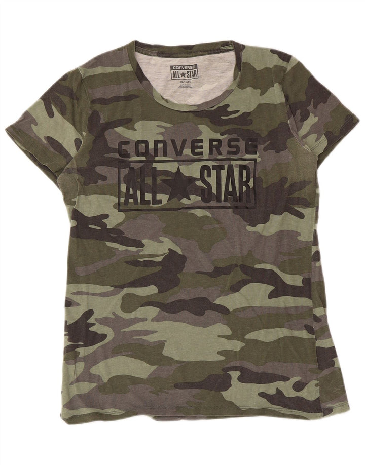 Tricou grafic Converse pentru femei, UK 18 XL, camuflaj kaki