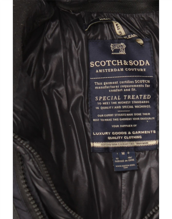 SCOTCH & SODA Mens Hooded Padded Jacket UK 38 Medium Navy Blue Polyester