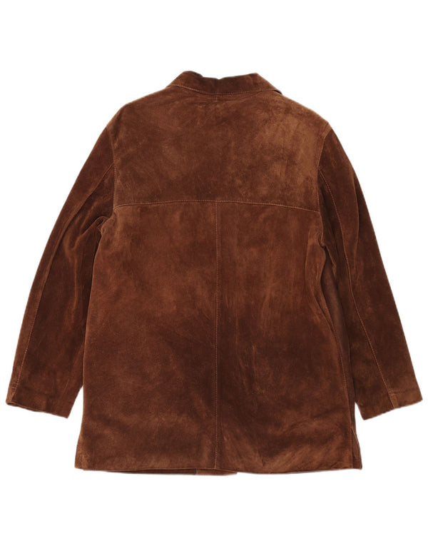 Jachetă pentru femei VINTAGE din piele intoarsa cu 5 nasturi IT 42 din piele maro medie