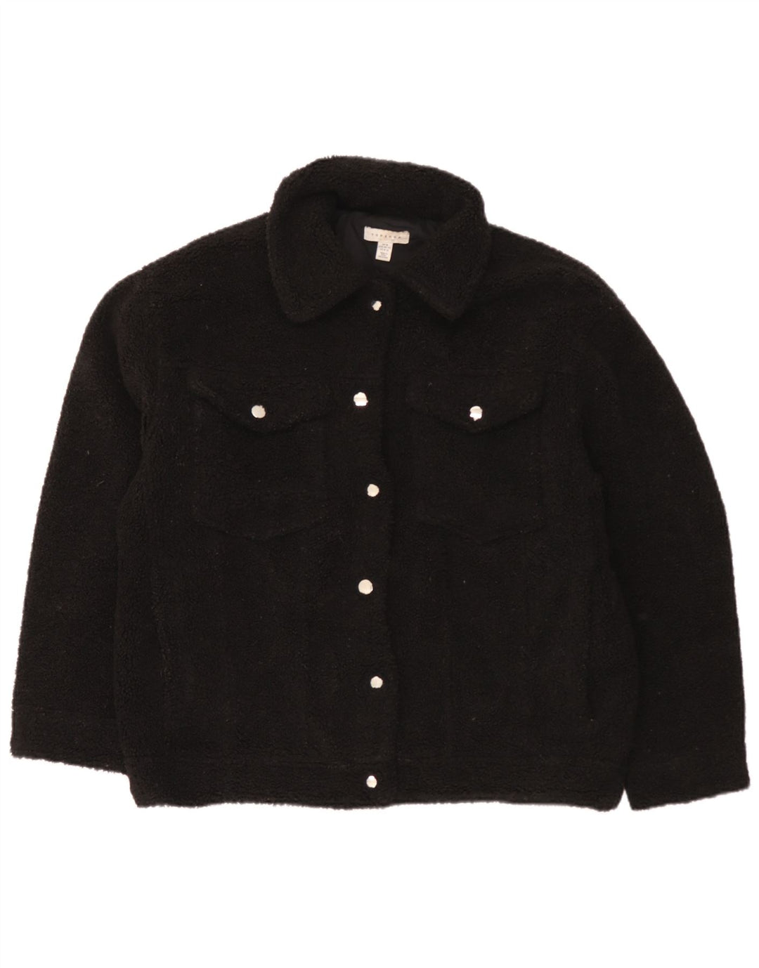 Jachetă bomber supradimensionată din lână Topshop pentru femei UK 14 Poliester mediu negru