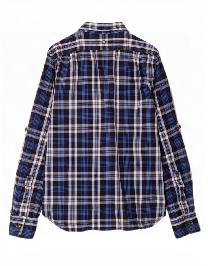 Cămașă de flanel pentru bărbați Superdry, din bumbac cu carouri, albastru bleumarin