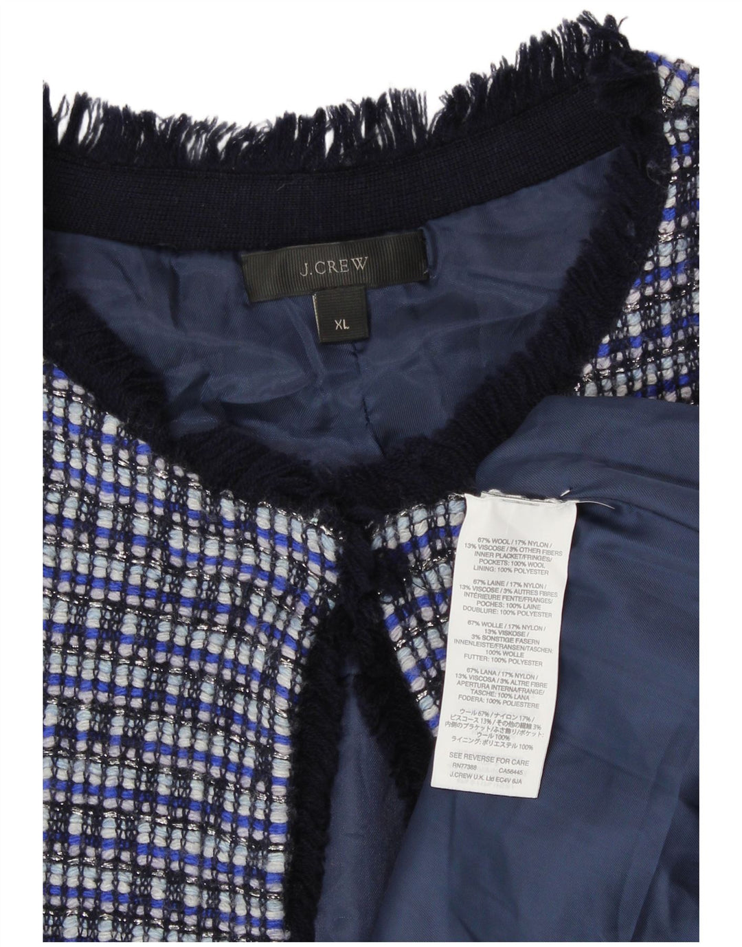 Jachetă Blazer pentru femei J. Crew UK 18 XL Blue Check Wool