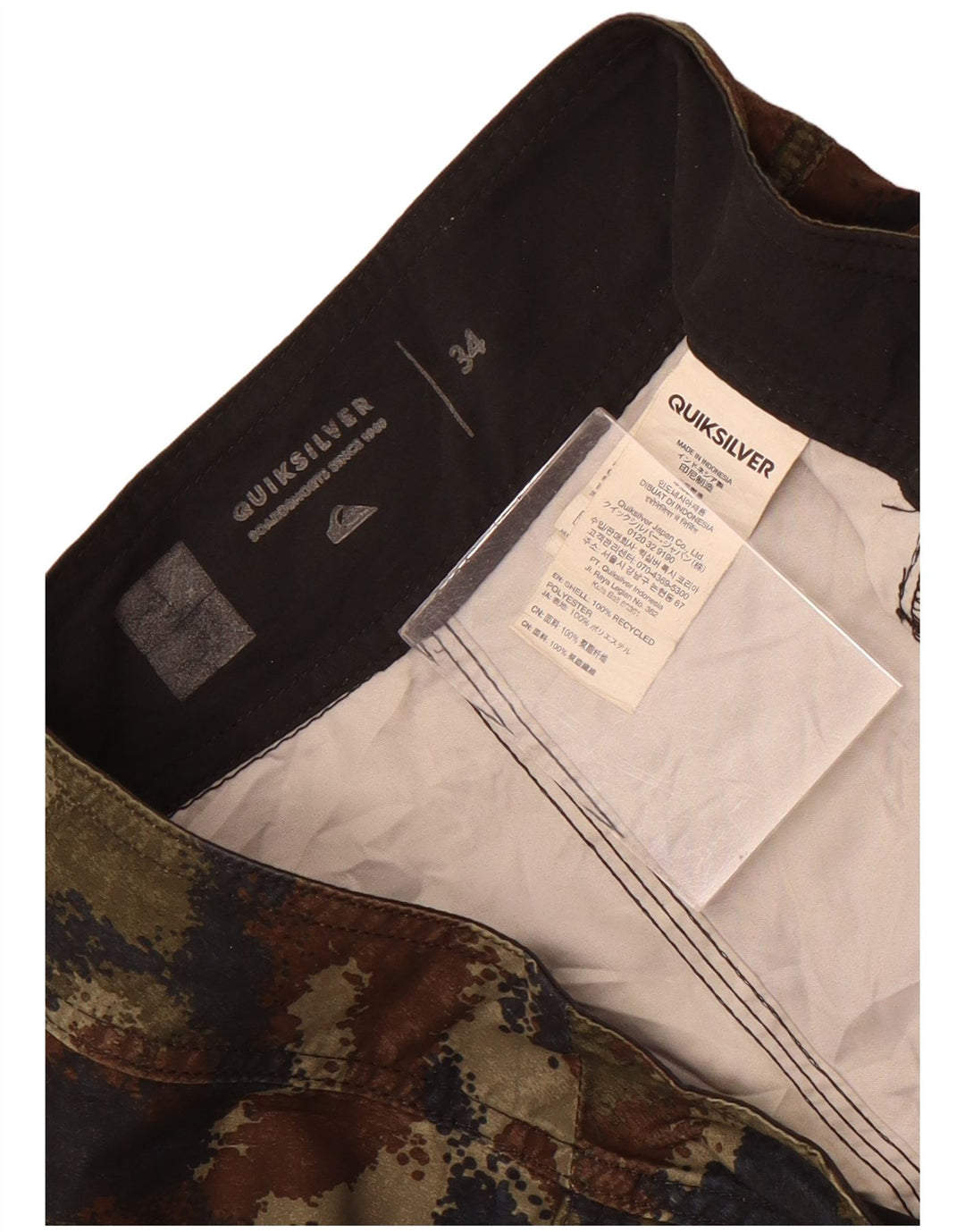Pantaloni scurți de înot Quiksilver pentru bărbați, poliester de camuflaj mare, kaki